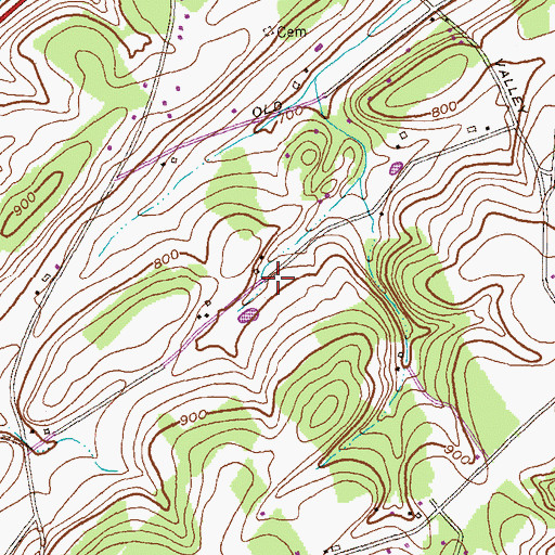 Topographic Map of Peaceful Valley, MD