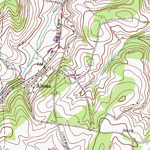 Topographic Map of Alesia Heights, MD