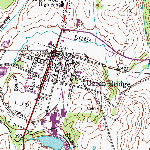 Topographic Map of Bellevue Heights, MD