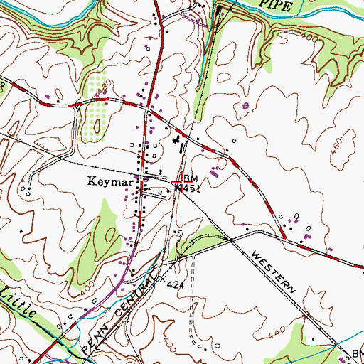 Topographic Map of Bruceville Station (historical), MD