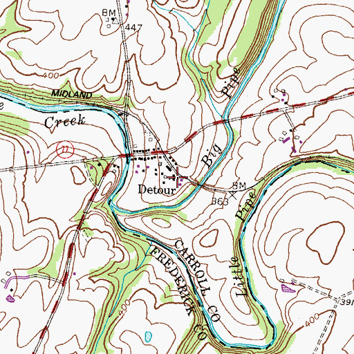 Topographic Map of Detour Methodist Protestant Church, MD