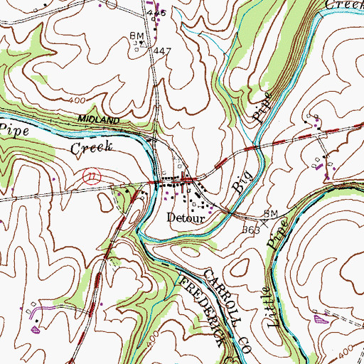 Topographic Map of Detour Post Office, MD