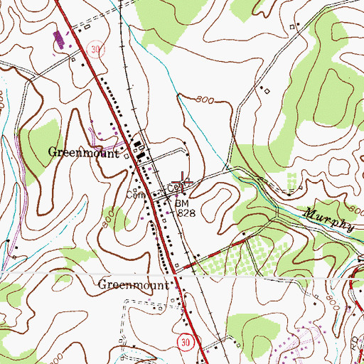 Topographic Map of Greenmount Cemetery, MD