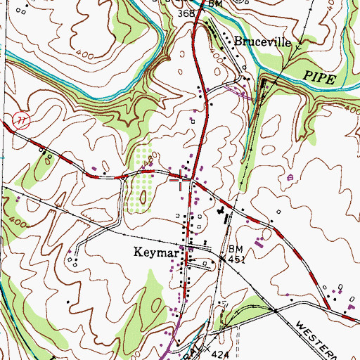 Topographic Map of Keymar Post Office, MD