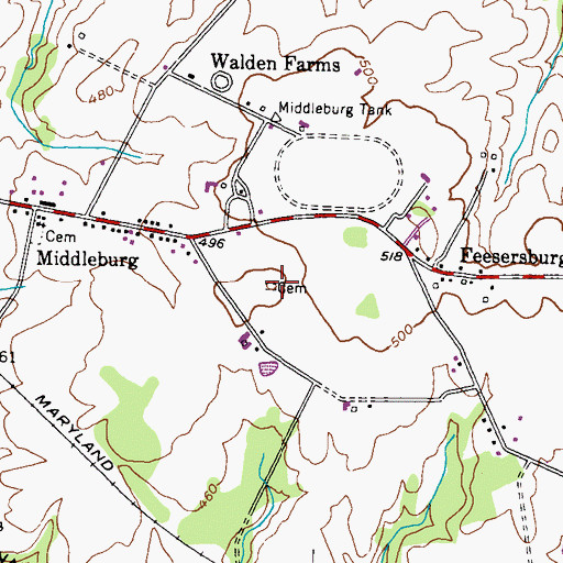 Topographic Map of Lynn Cemetery, MD