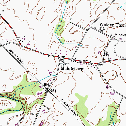 Topographic Map of Middleburg Cemetery, MD