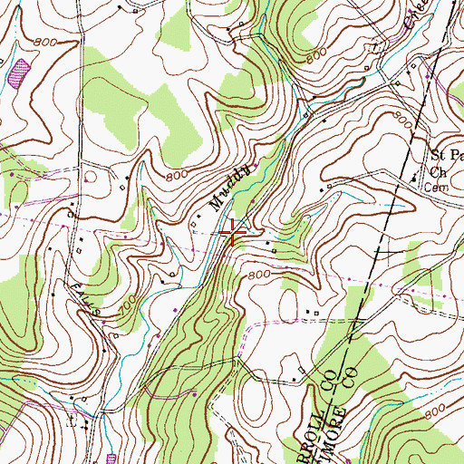 Topographic Map of Mill Stream Hills, MD