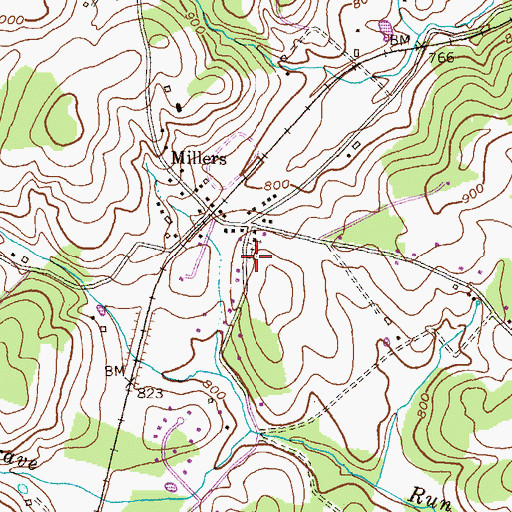 Topographic Map of Millers United Methodist Church Cemetery, MD