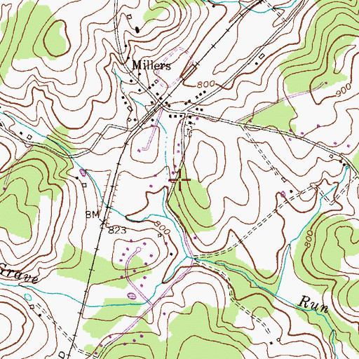 Topographic Map of Millwood, MD