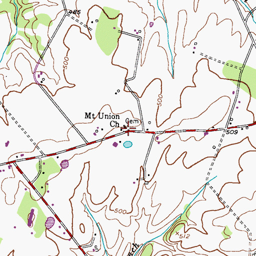 Topographic Map of Mount Union Cemetery, MD