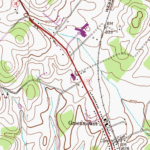 Topographic Map of North Carroll Plaza Shopping Center, MD
