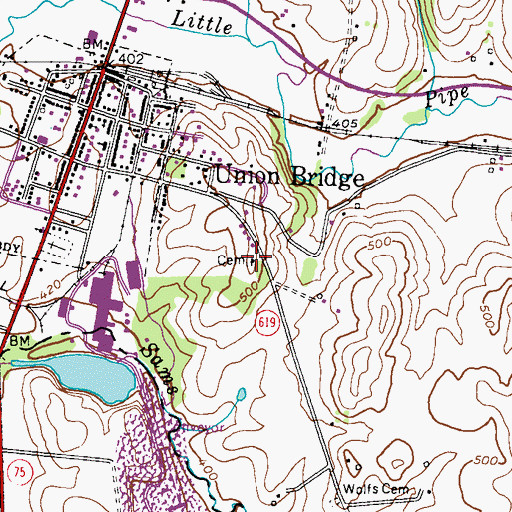Topographic Map of Pipe Creek Friends Meeting House (historical), MD