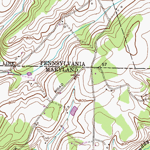 Topographic Map of Sugar Valley, MD