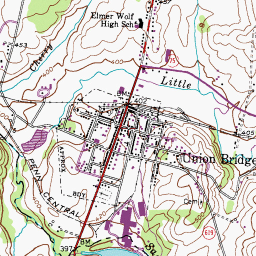 Topographic Map of Union Bridge Baptist Church, MD