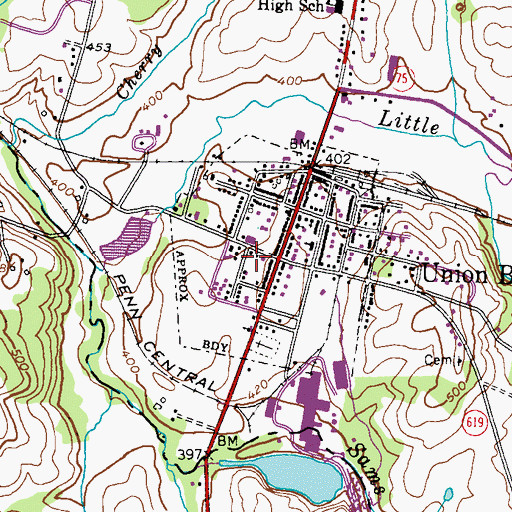 Topographic Map of Union Bridge Post Office, MD