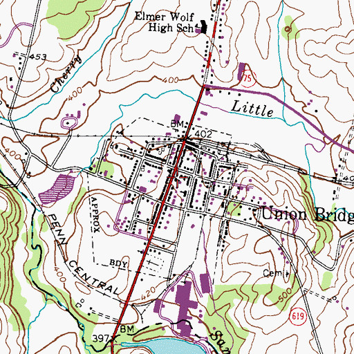 Topographic Map of Union Bridge United Methodist Church, MD