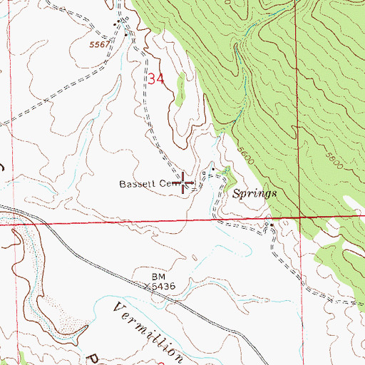 Topographic Map of Bassett Cemetery, CO