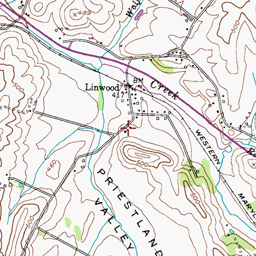 Topographic Map of Linwood Brethren Church, MD