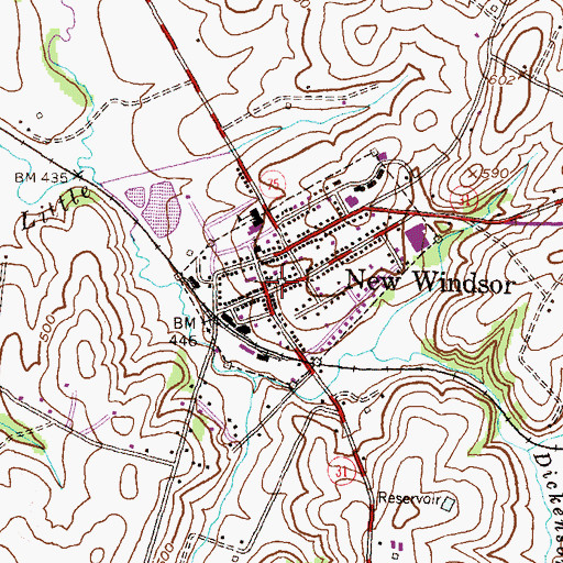 Topographic Map of New Windsor Cemetery, MD