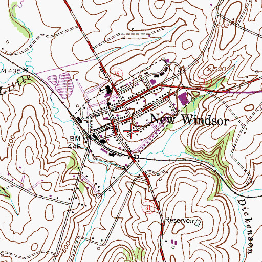 Topographic Map of New Windsor Post Office, MD