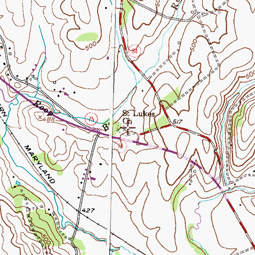 Topographic Map of Saint Lukes Cemetery, MD