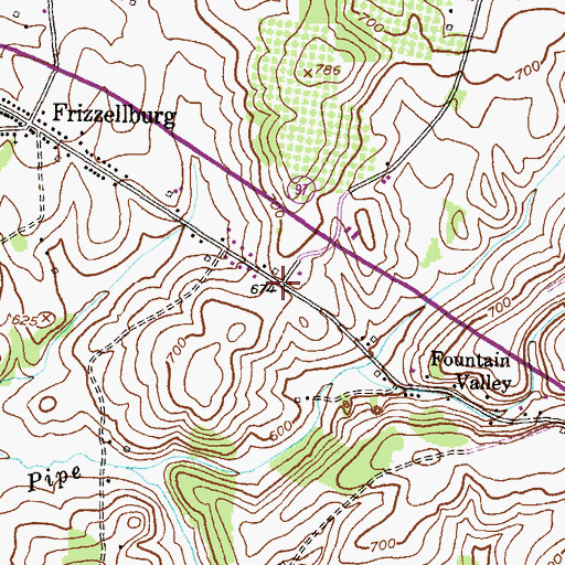 Topographic Map of Amanda Hills, MD