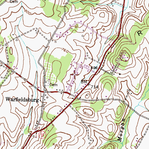 Topographic Map of Canterbury, MD