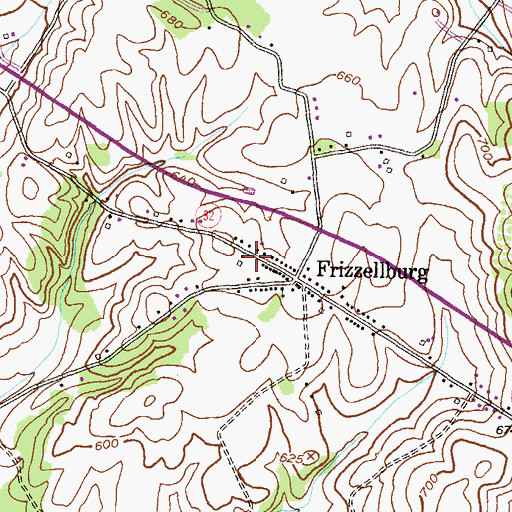 Topographic Map of Frizzellburg Cemetery, MD