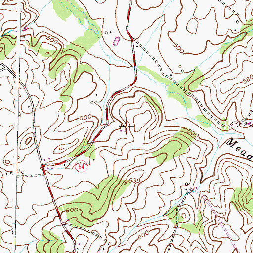Topographic Map of Mill Brothers Hills, MD