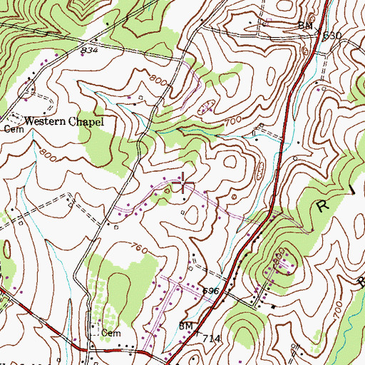 Topographic Map of Rolling Ridge, MD