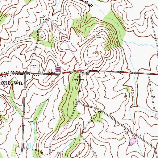 Topographic Map of The Meadows, MD
