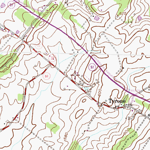 Topographic Map of Tyrone Acres, MD