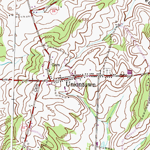 Topographic Map of Uniontown Post Office, MD