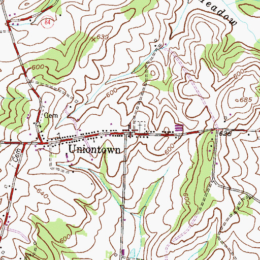 Topographic Map of Uniontown United Methodist Church, MD