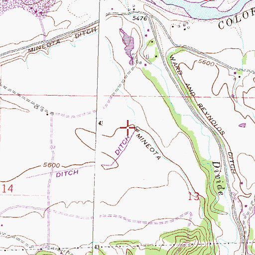 Topographic Map of Mineota Ditch, CO
