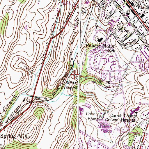 Topographic Map of Westminster Sewage Plant, MD