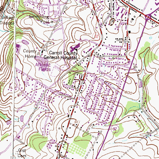 Topographic Map of Alto Vista, MD