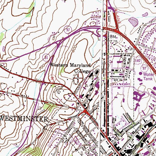Topographic Map of Bair Stadium, MD