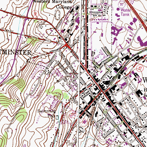 Topographic Map of Belle Grove Square, MD