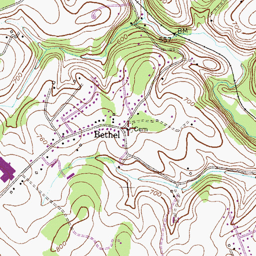 Topographic Map of Bethel-Carrollton Church of God, MD