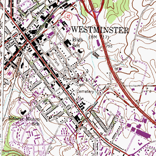 Topographic Map of Carroll County Courthouse, MD