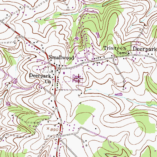 Topographic Map of Deer Park, MD