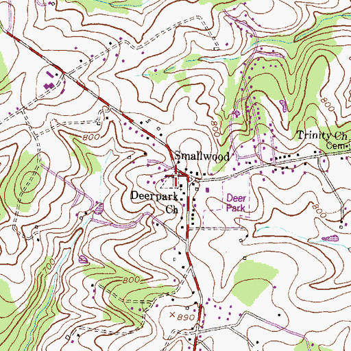 Topographic Map of Deer Park Cemetery, MD