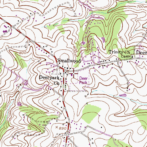Topographic Map of Deer Park Lutheran Church, MD