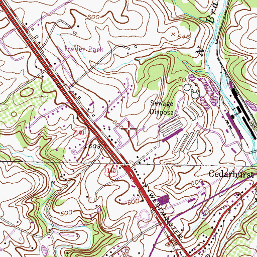 Topographic Map of Evergreen Memorial Gardens, MD