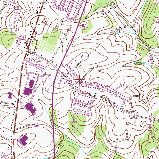 Topographic Map of Glover Acres, MD
