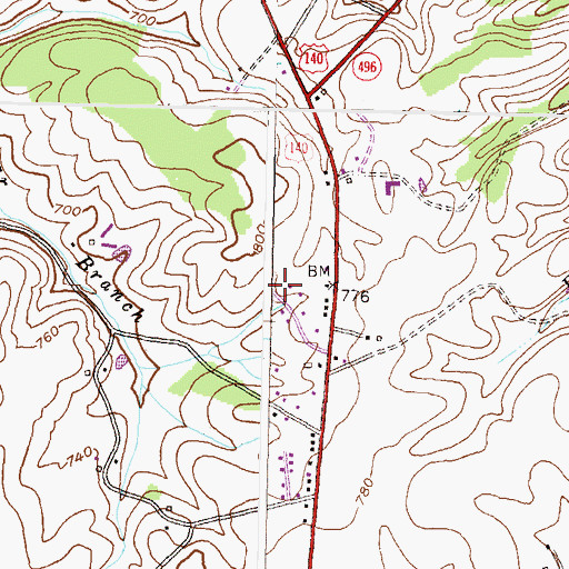 Topographic Map of Kalten Acres, MD