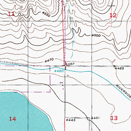 Topographic Map of Riverside Intake Canal, CO
