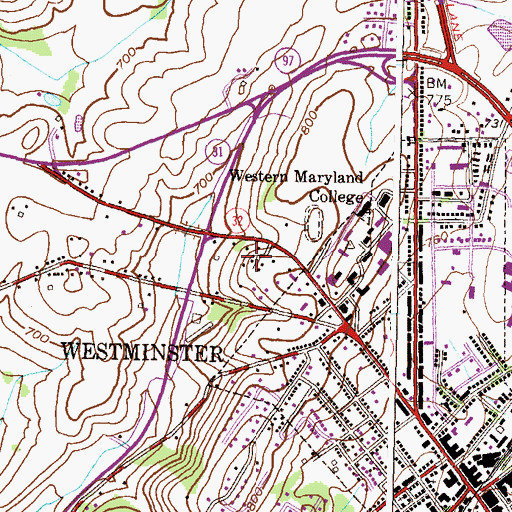 Topographic Map of Marbeth Hill, MD