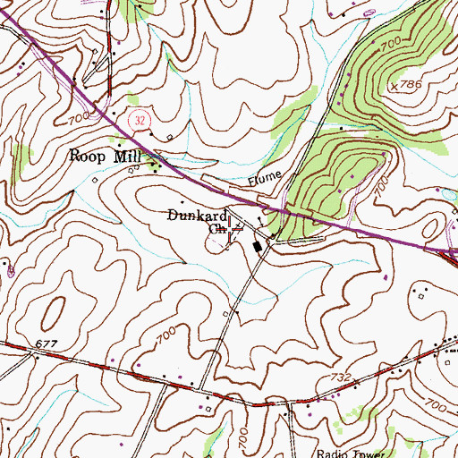Topographic Map of Meadow Branch Cemetery, MD